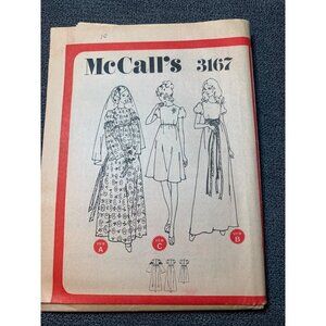 Vintage McCalls 3167 Sewing Pattern For Bridal Evening Gowns Size 10 uncut 1970s